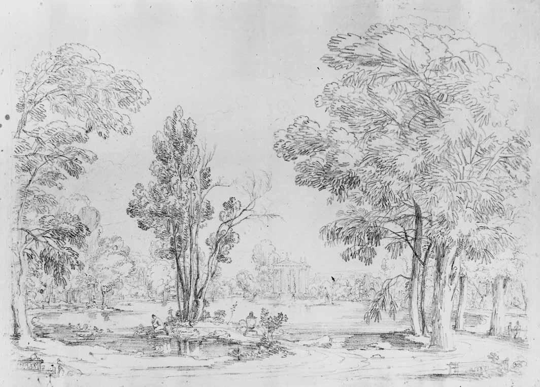 Luigi Basiletti-14- Veduta del giardino del lago di villa Borghese